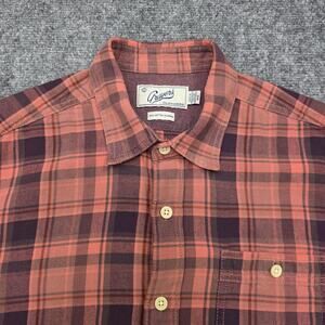 Grayers Clothiers Shirt Mens Medium Red Gray Plaid Short Sleeve Cotton Casual